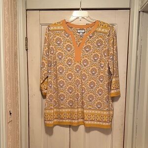 Charter Club Women's Golden Yellow and White Tunic